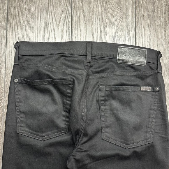 7 For All Mankind Black Coated Slimmy Jeans 31 x 30 Denim Straight Leg - Picture 2 of 12